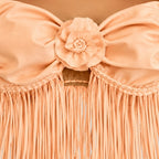 Reversible handmade poppy orange fringe rose bandeau top