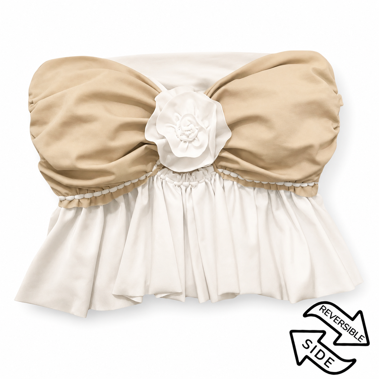 Handmade gardenia white rose crochet ruffle tube top
