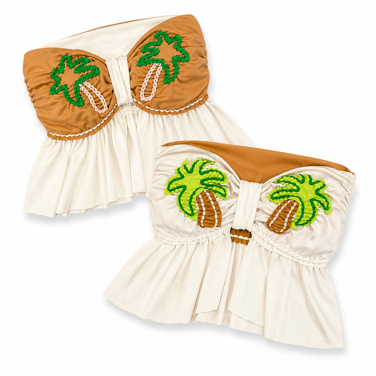 Handmade white tropical palm tree crochet tube top