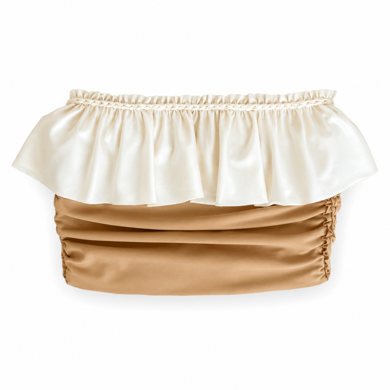 Handmade cream butterfly ruffle crochet tube top