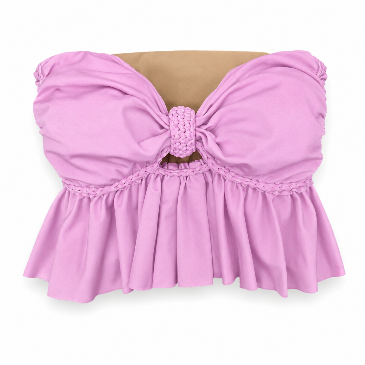 Reversible handmade orchid purple ruffle bow crochet tube top 