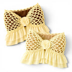 Handmade crochet rosette daffodil yellow strapless floral ruffle tube top