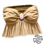 Reversible handmade leopard print ruffle bow crochet tube top