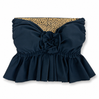 Reversible handmade leopard print ruffle bow crochet tube top