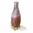 Handmade canyon rose neutral crochet double fringe tote swing bag