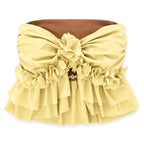 Handmade daffodil light yellow strapless floral ruffle tube top