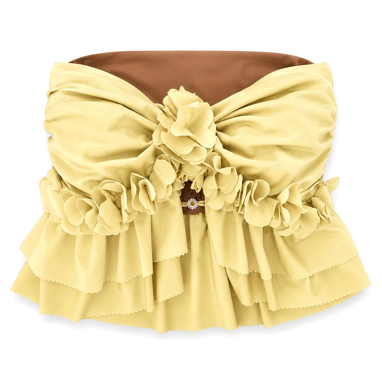 Handmade daffodil light yellow strapless floral ruffle tube top