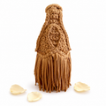 Handmade hazelnut brown crochet fringe mini bag purse. 