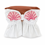 Handmade white and coral tropical seashell crochet tube top