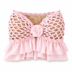 Handmade crochet rosette petal pink strapless floral ruffle tube top