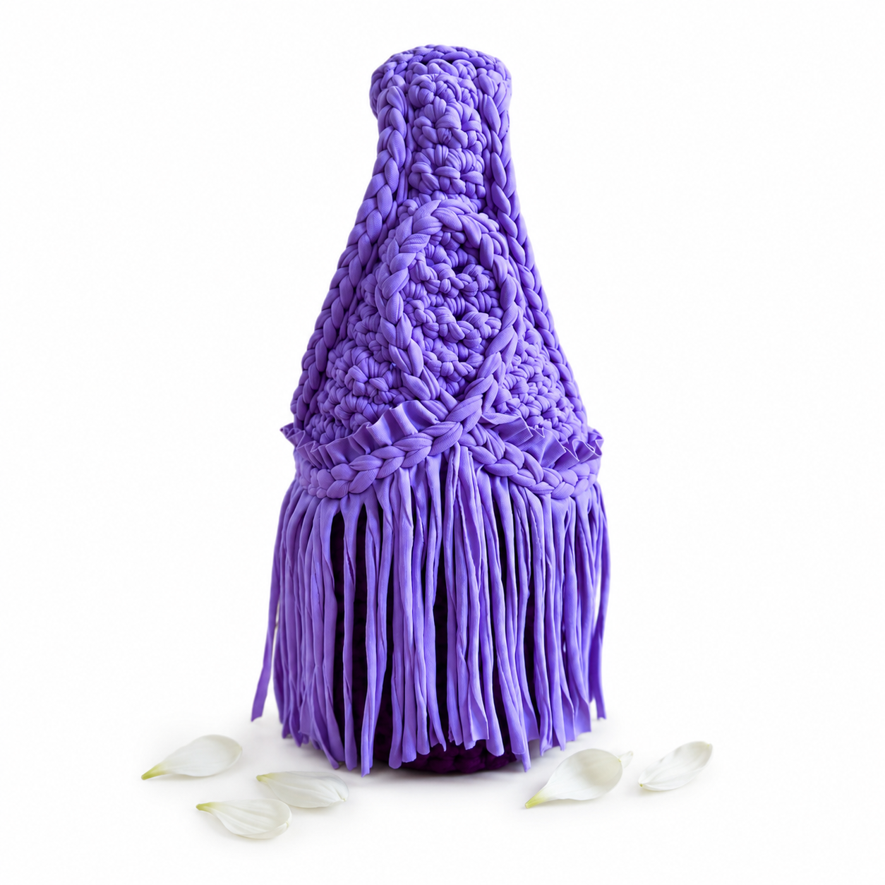 Handmade twilight orchid purple crochet fringe mini clutch bag