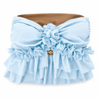 Handmade hydrangea light blue strapless floral ruffle tube top