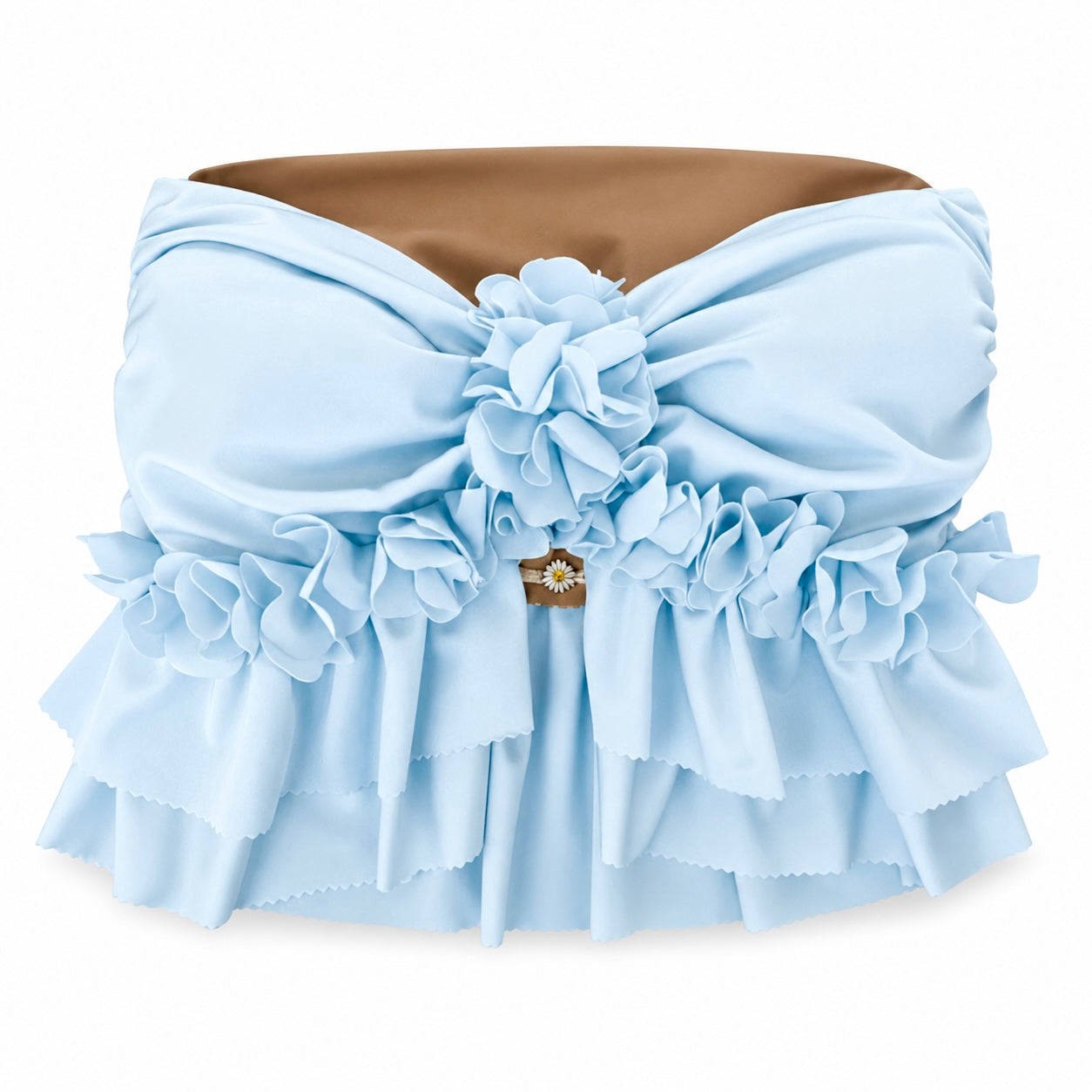 Handmade hydrangea light blue strapless floral ruffle tube top