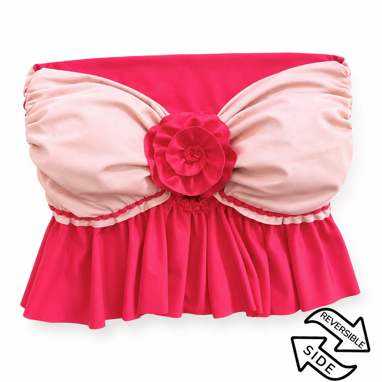 Handmade tulip red rose crochet ruffle tube top