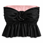 Handmade onyx black rose crochet ruffle tube top