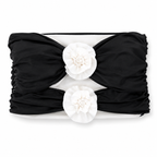 Reversible handmade onyx black and gardenia white, double rose bandeau tube top.