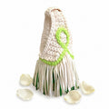 Handmade courtside green crochet fringe mini bag purse. 