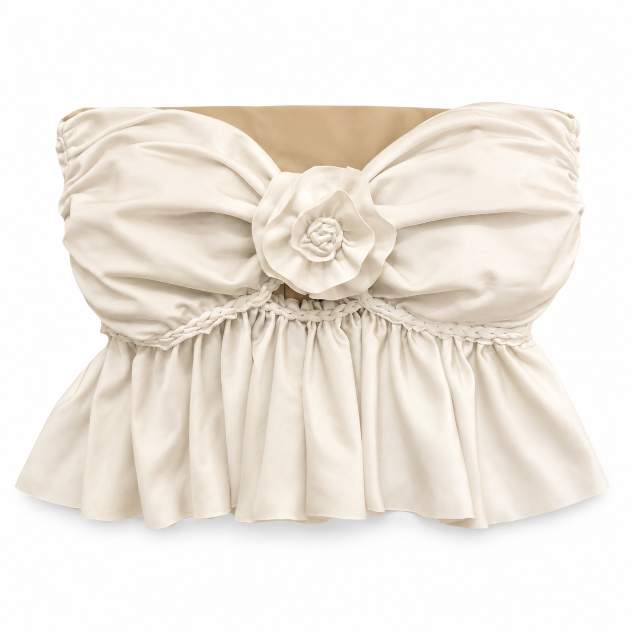 Handmade gardenia white rose crochet ruffle tube top