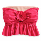 Handmade tulip red rose crochet ruffle tube top