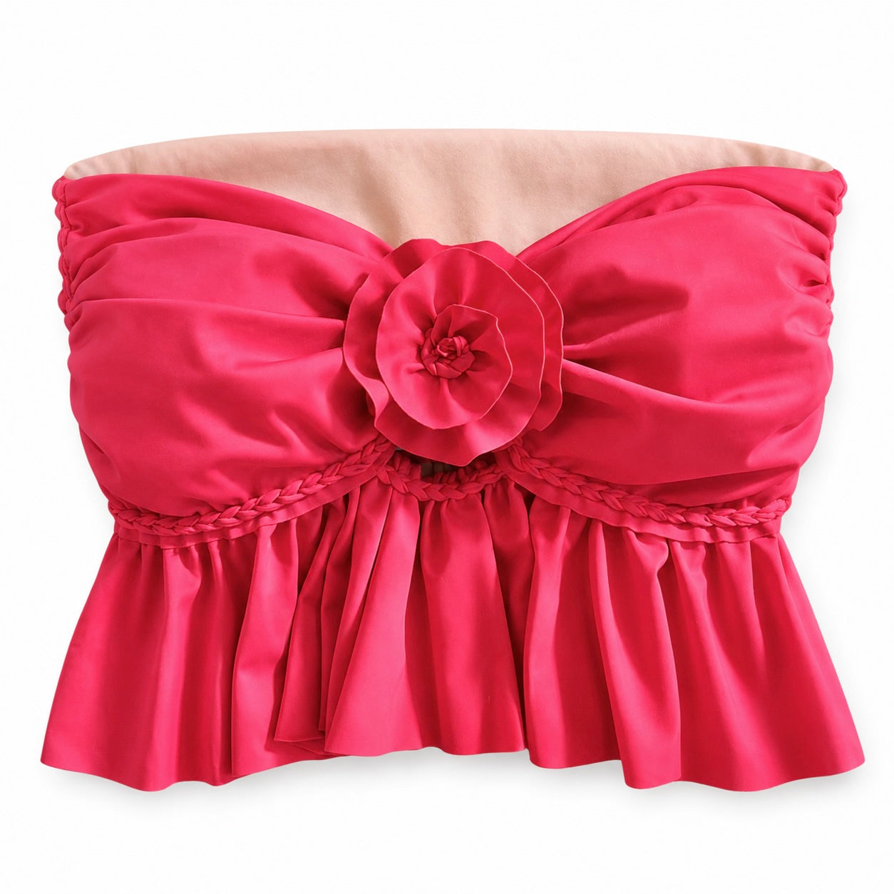 Handmade tulip red rose crochet ruffle tube top