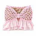 Handmade crochet bow petal pink strapless ruffle tube top