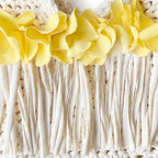 Handmade honeysuckle yellow cream crochet flower fringe mini bag