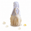 Handmade Buttercup Bloom light yellow crochet fringe mini bag. 