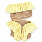 Handmade Daffodil light yellow butterfly ruffle crochet sleeveless tube top. 