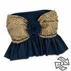 Reversible handmade leopard print ruffle bow crochet tube top