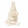 Handmade magnolia cream crochet floral mini bag with white cascading petal bells, for bridal, weddings and parties.