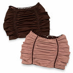 Reversible handmade coconut brown mini skirt