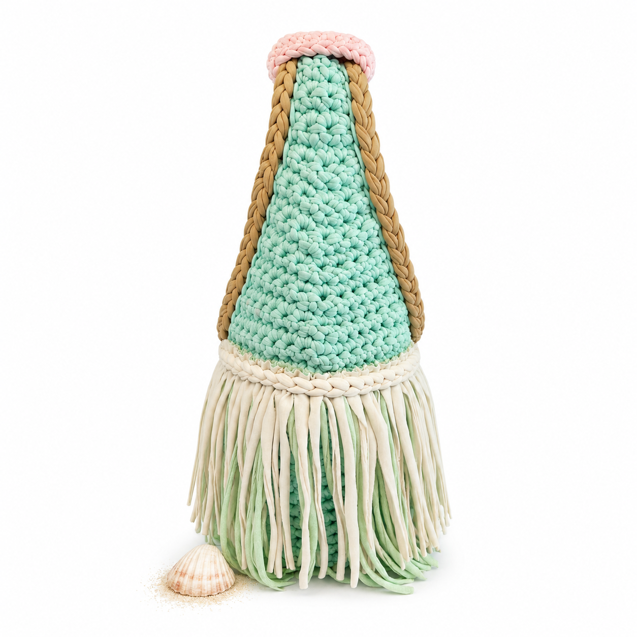 Handmade lagoon blue green crochet fringe mini purse