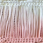 Handmade rosewater ombre pink crochet fringe mini clutch bag
