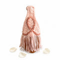 Handmade rosewood light pink crochet fringe mini handbag. 
