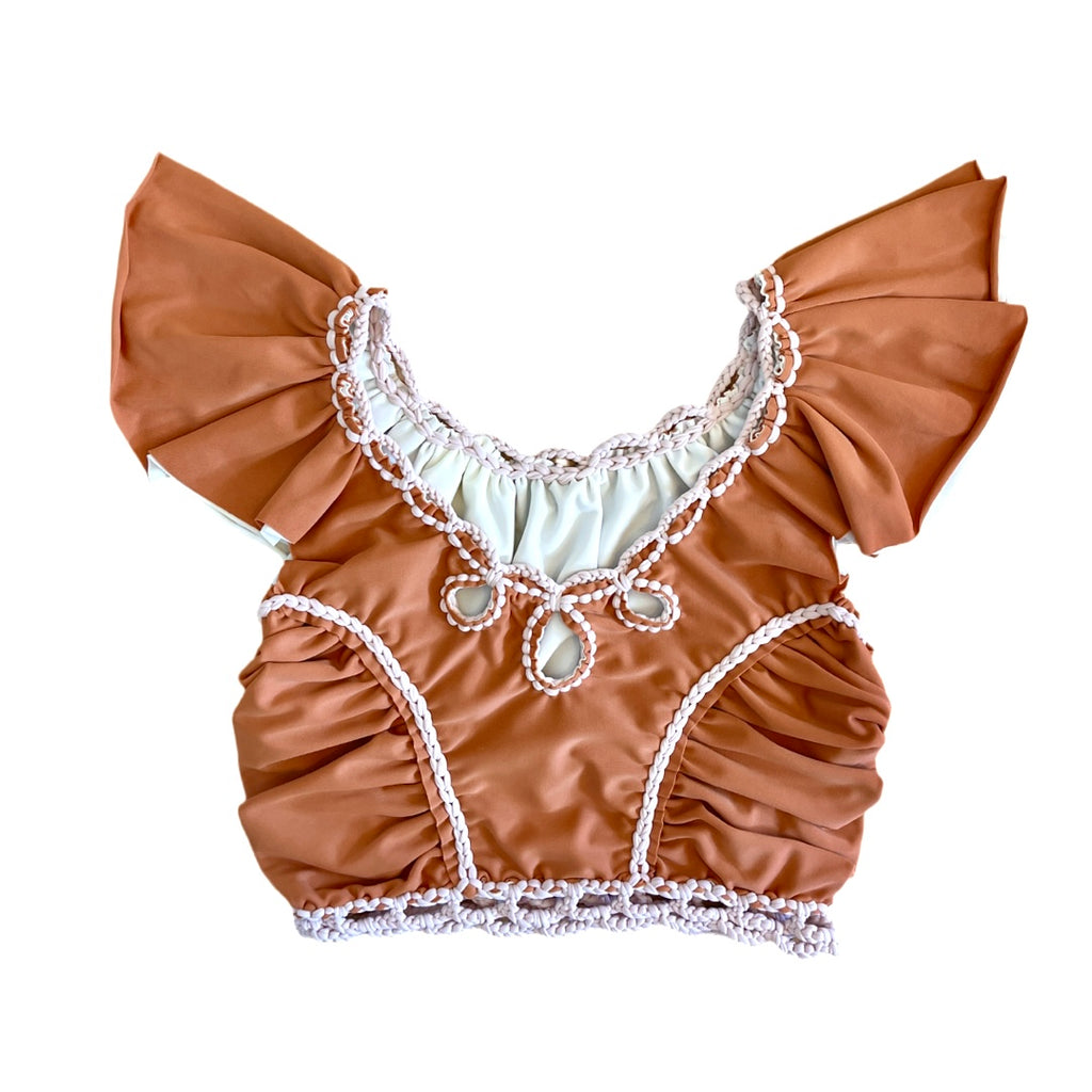 Reversible handmade cinnamon copper off-the-shoulder top