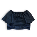 Reversible handmade onyx black ruffle mini skirt