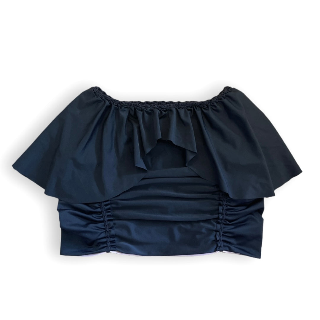 Reversible handmade onyx black ruffle mini skirt
