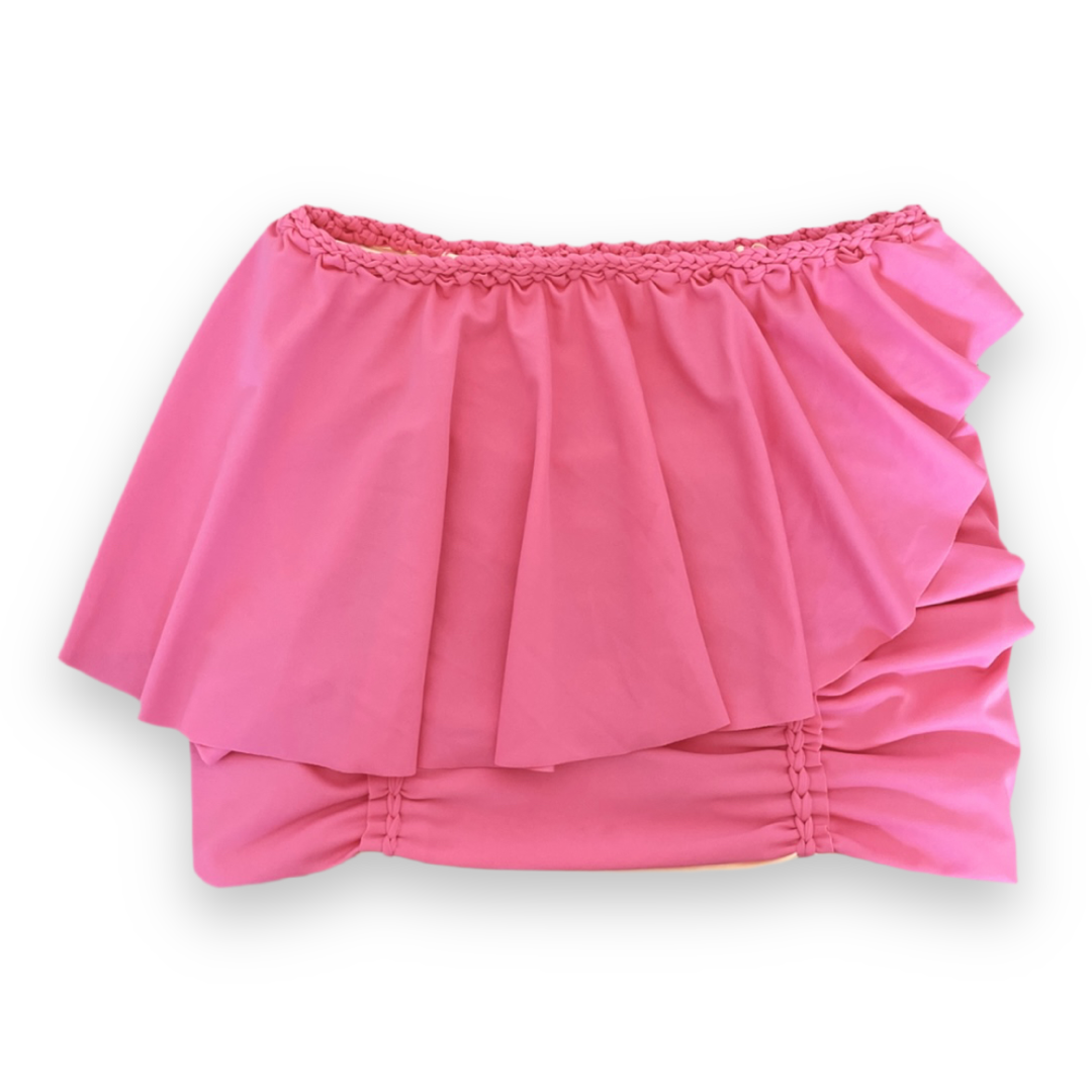Reversible handmade hibiscus pink ruffle mini skirt